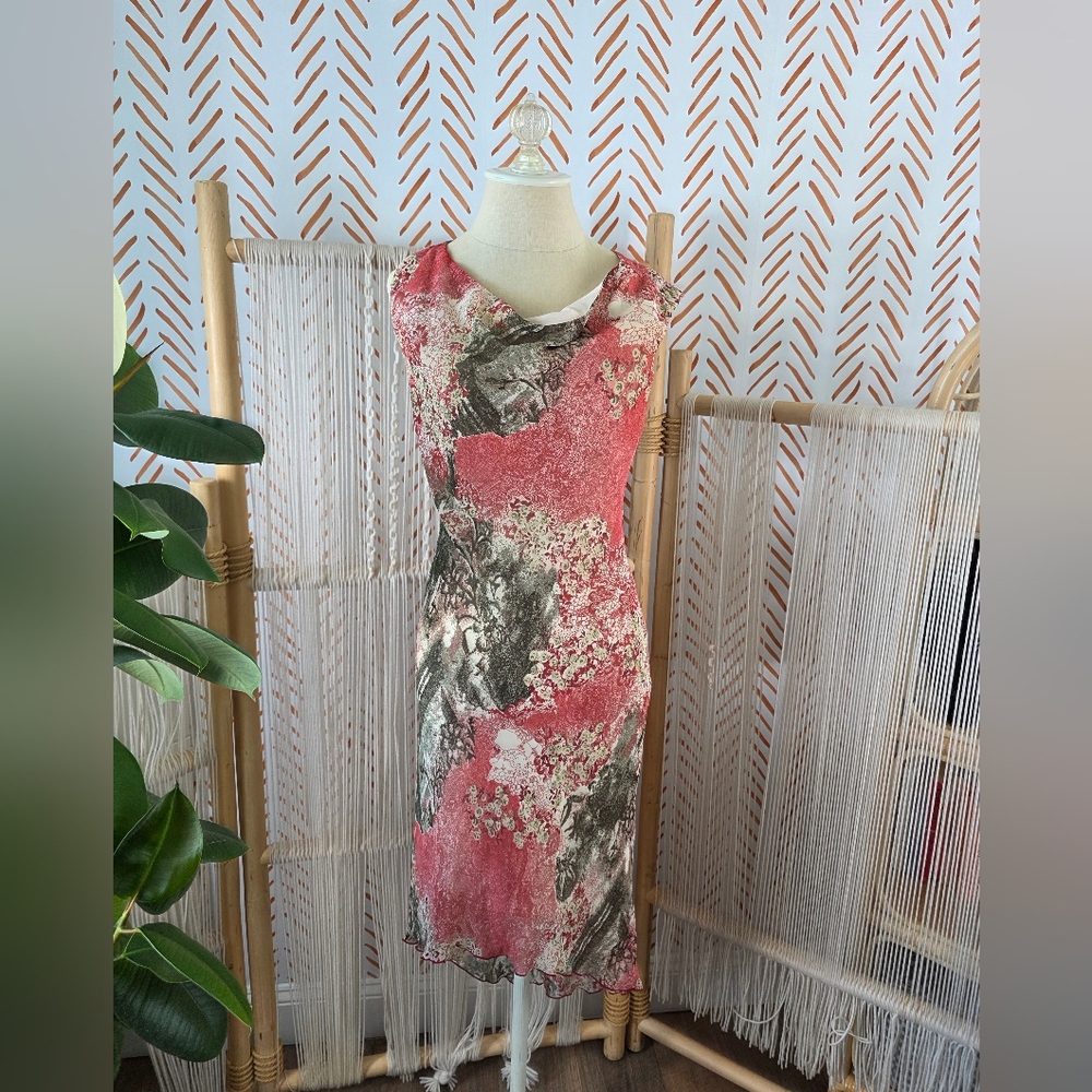Elegant Pink and Gray Women's Dress